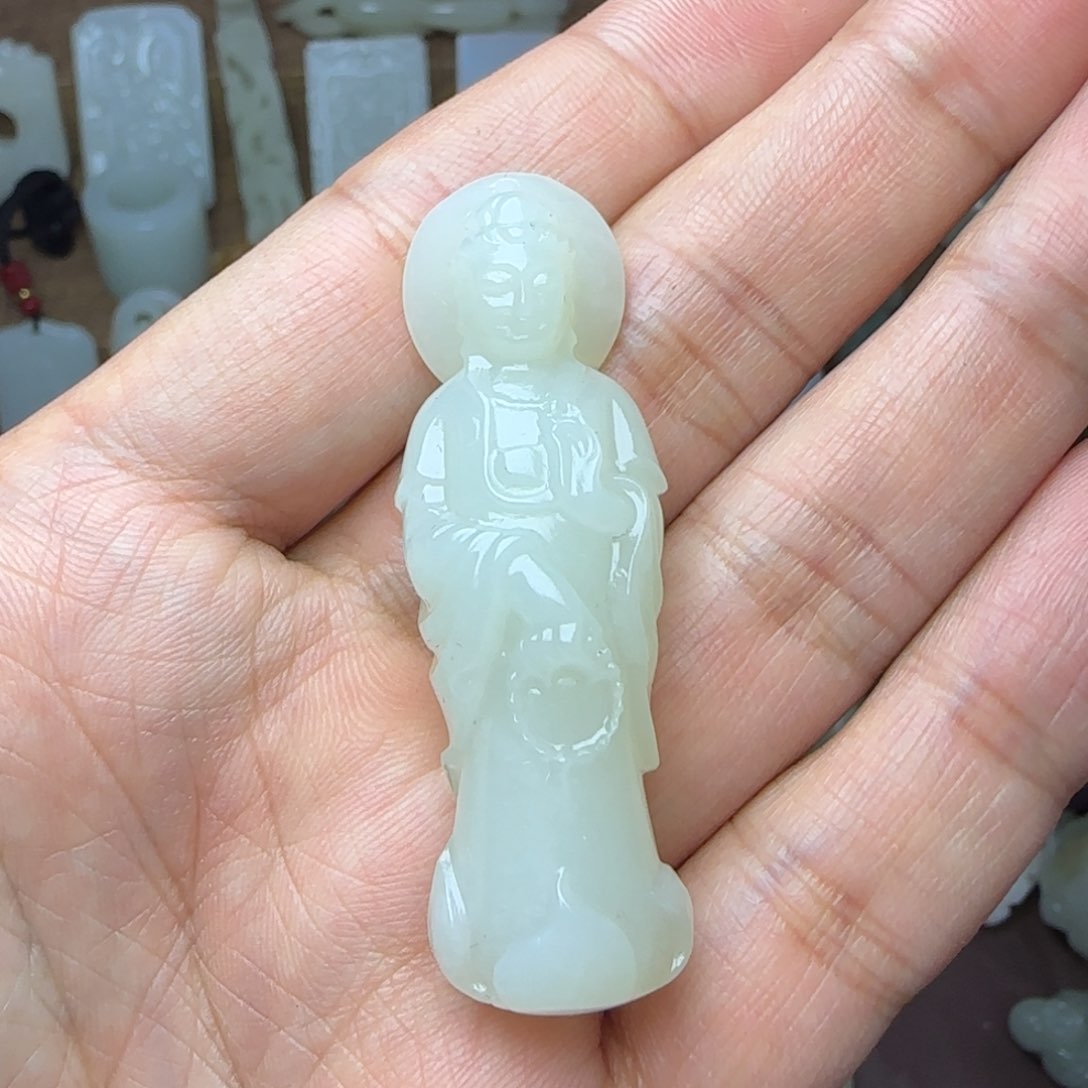和田玉挂件未镶嵌站观音
