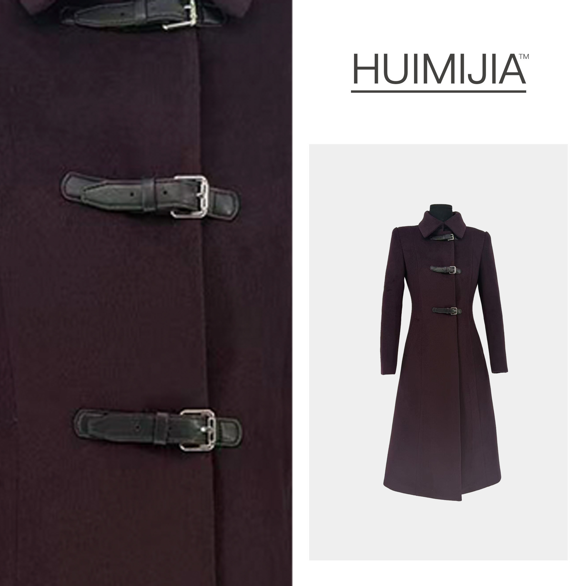 【冬季新款】高奢定制袢扣中长款加棉款毛呢大衣【Q259125】