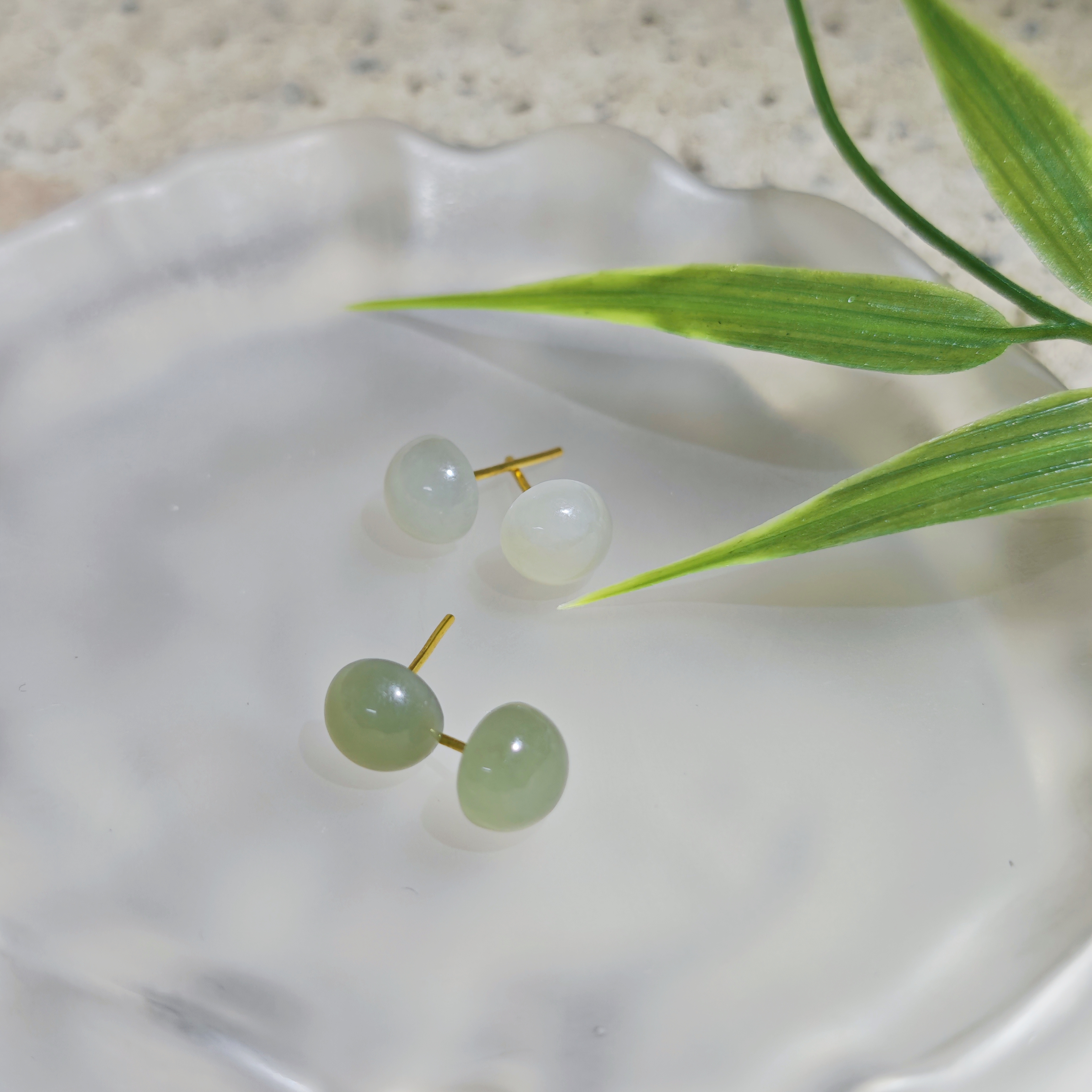 暖冬好物 和田玉卡8蛋面耳钉 多样性发货 拍一发一 H889