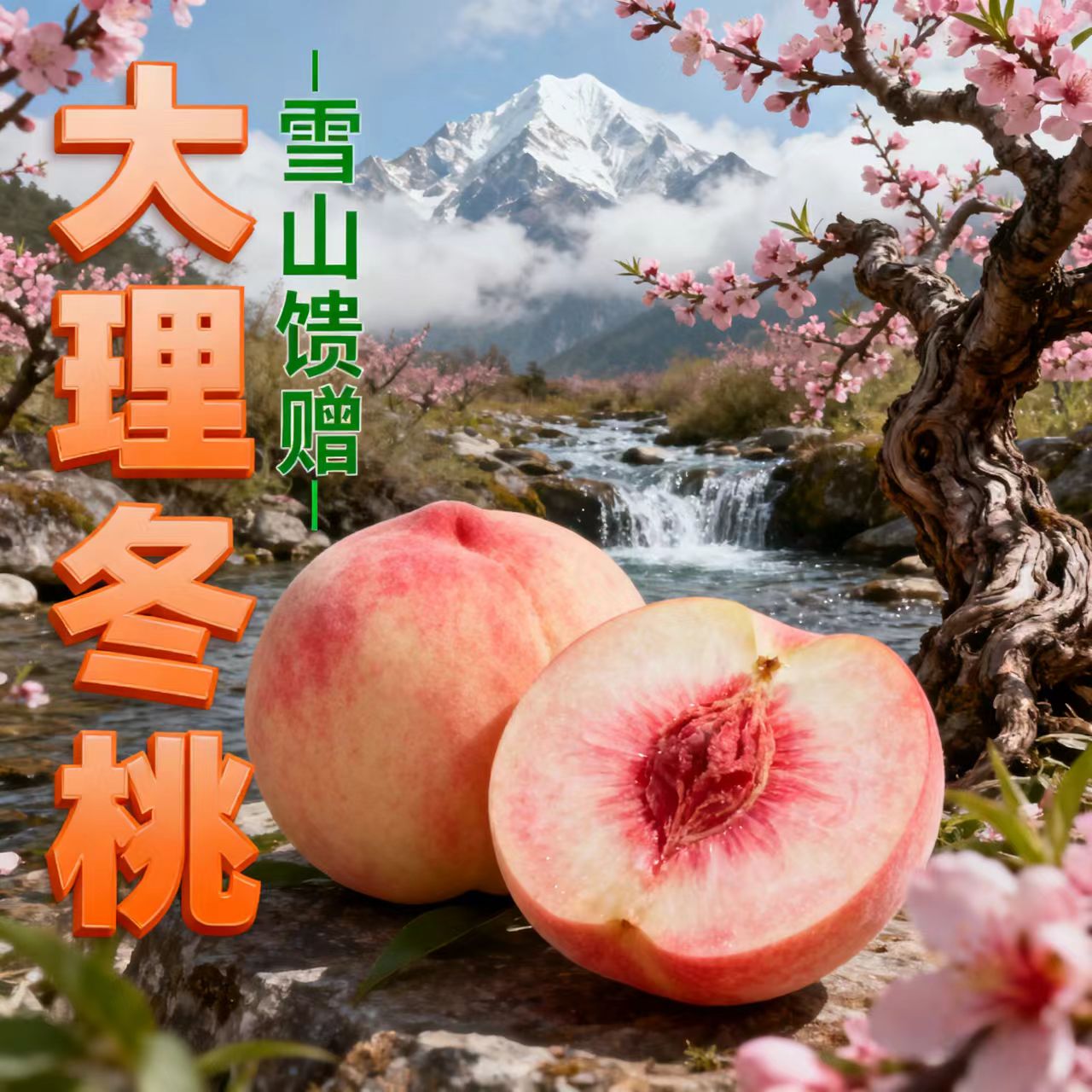 大理冬桃无量山鸡足山雪桃现摘现发脆甜果肉紧实l鲜桃3斤5斤