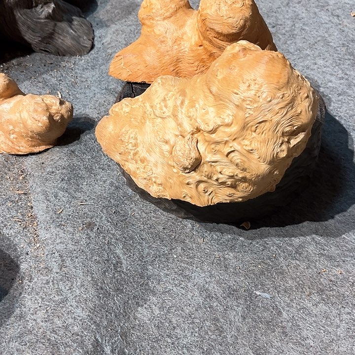 荔枝木兰****刚荔枝木随型香炉，加工紫檀㡳坐