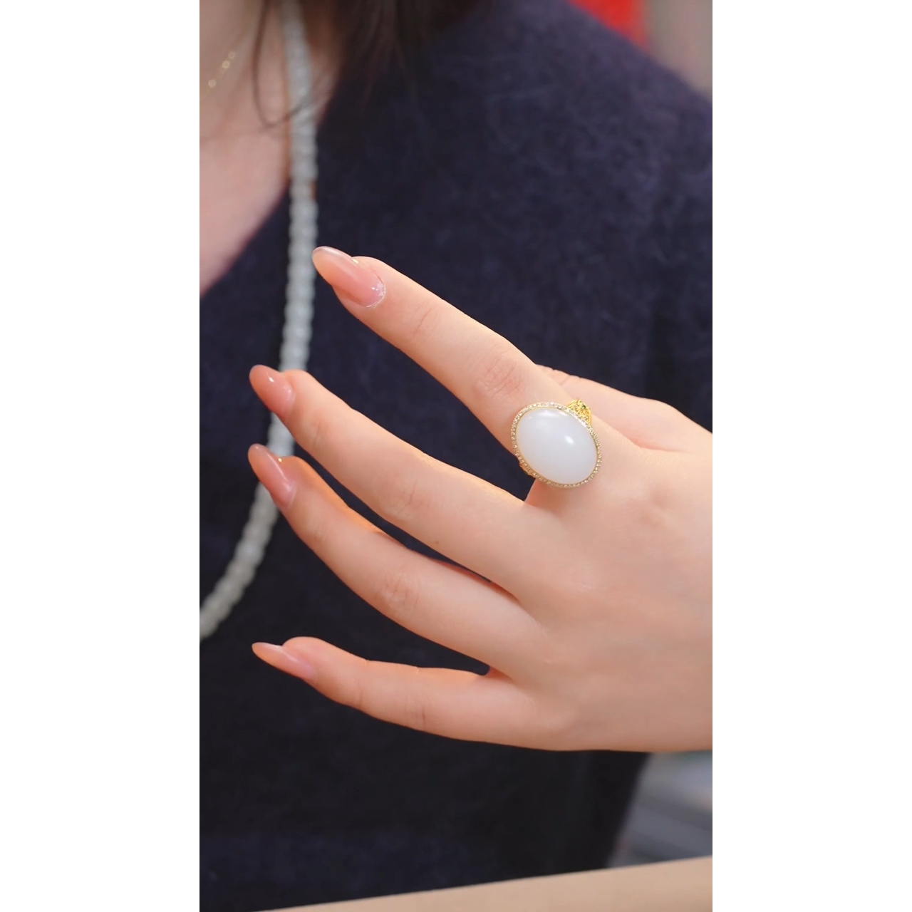 和田玉戒指18K金镶嵌（二）@@N6821