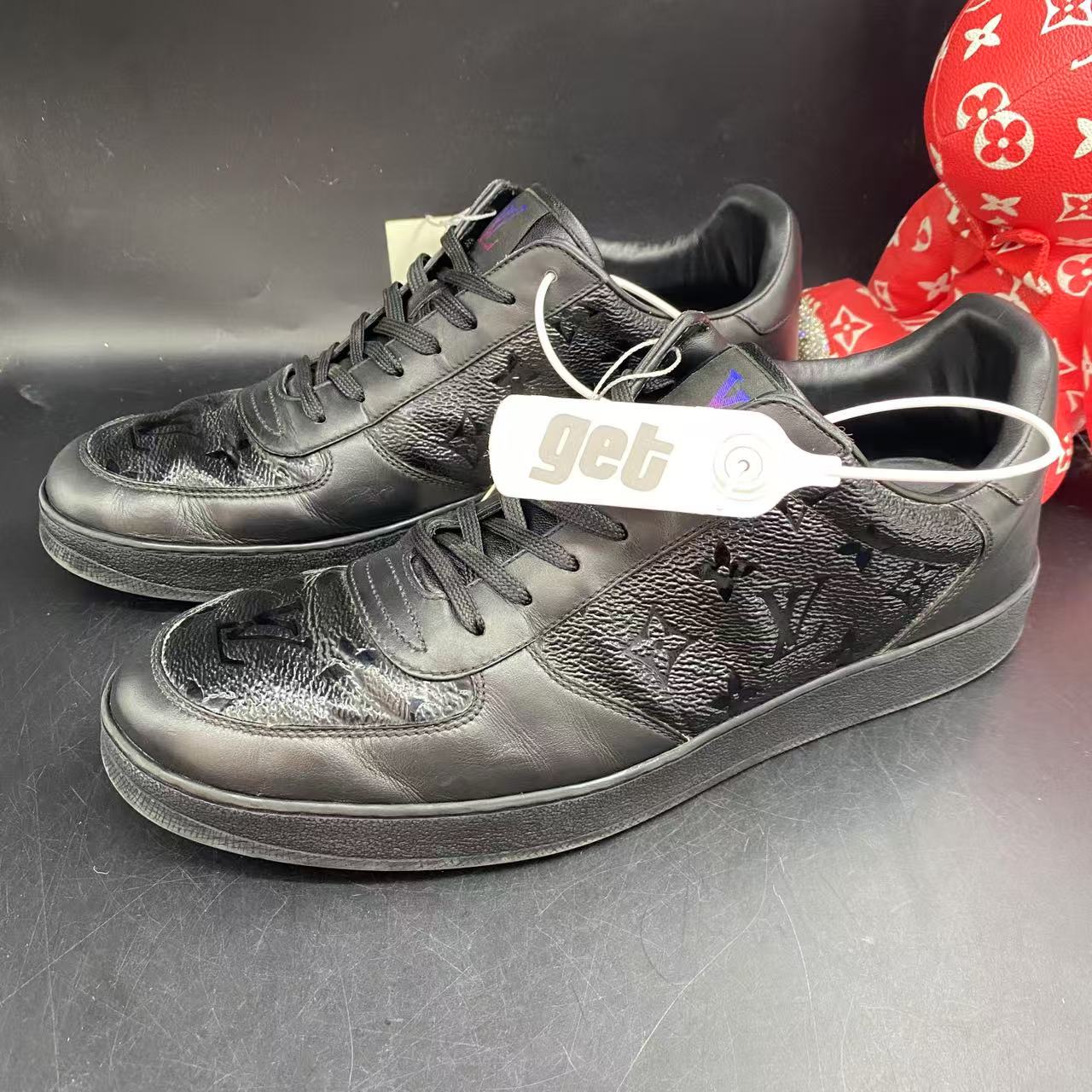 95新 LouisVuitton/路易威登 黑色老花时尚板鞋42.5欧码lz153