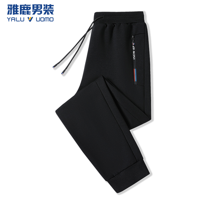 雅鹿男装春秋休闲长裤束脚潮流百搭运动长裤时尚保暖宽松弹力秋季