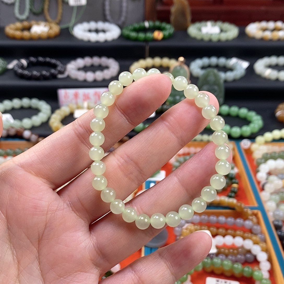和田玉手链 6MM未镶嵌晴水