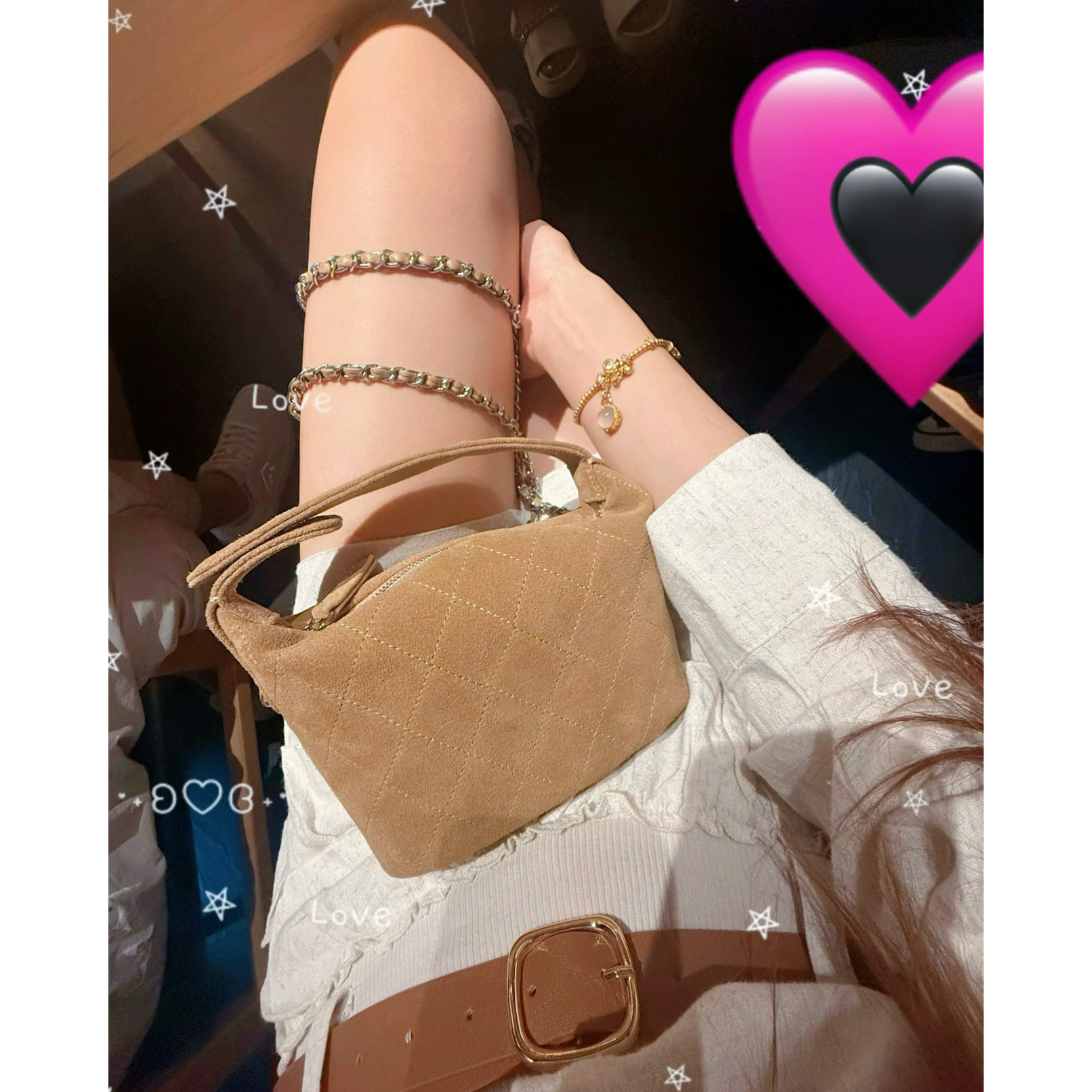 KEK【磨砂彗星hobo】秋冬新款斜挎包（无公仔挂件）