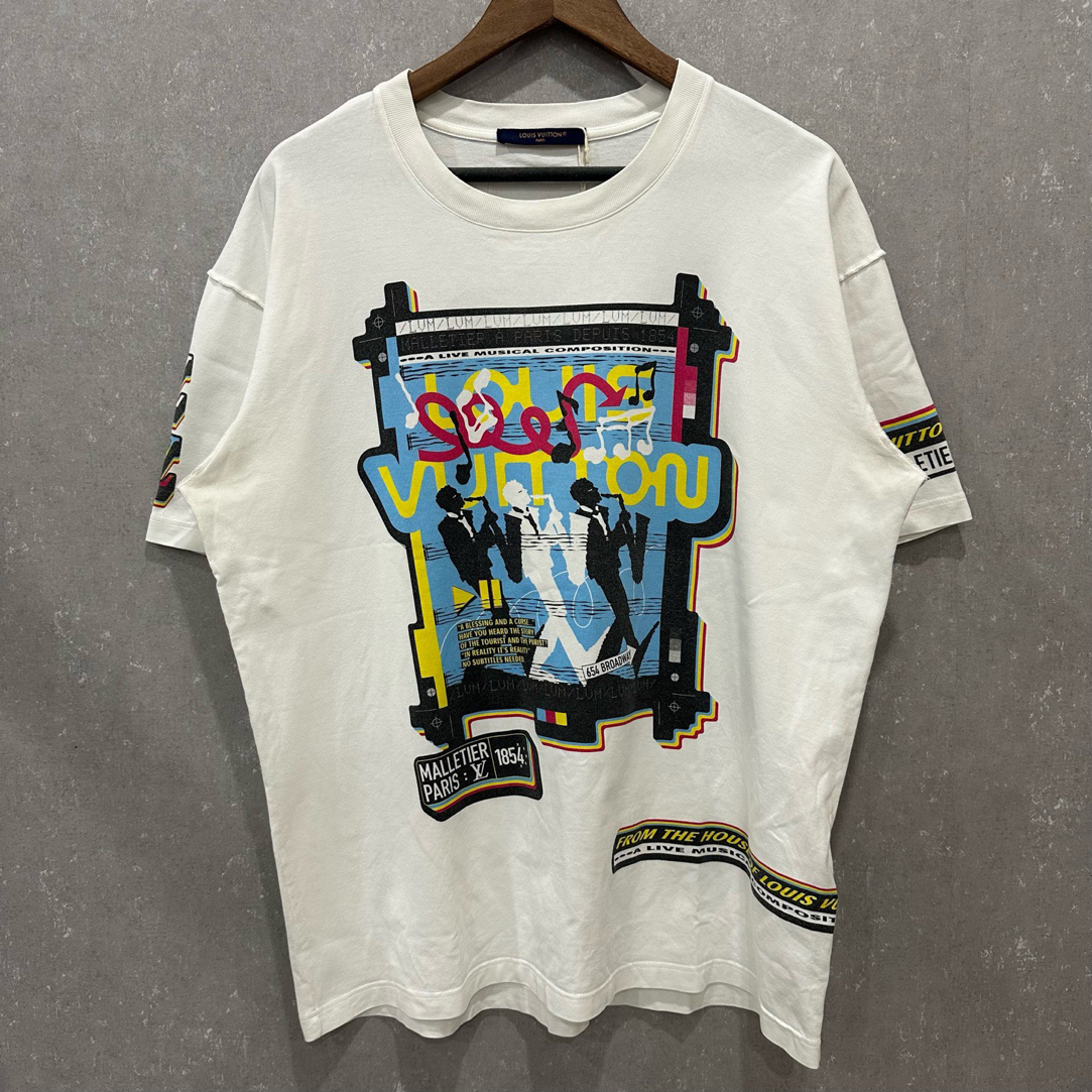 99新 LouisVuitton/路易威登 音乐人图案印花短袖 XL码 /006556