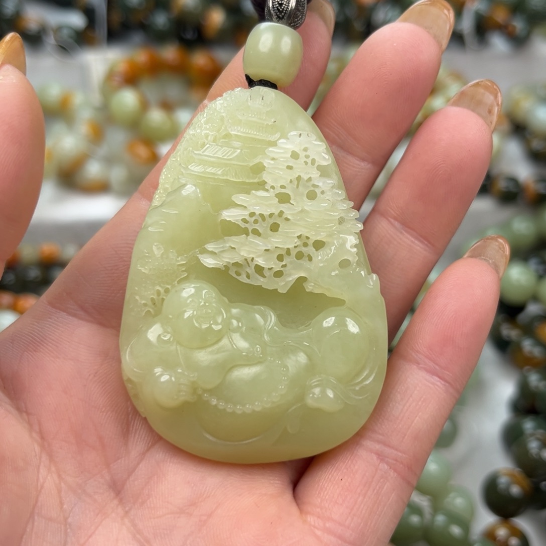 逍***明和田玉未镶嵌吊坠(不含链)