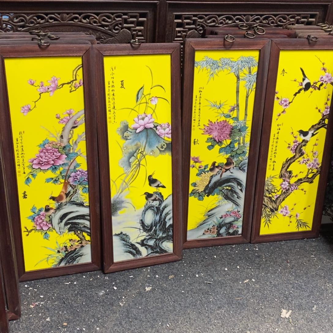 瓷55*21*4景德镇瓷板画柴窑烧制