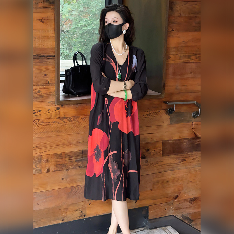 【Linda姐高端线】新款时尚法式气质慵懒复古连衣裙子AA6LYH0006