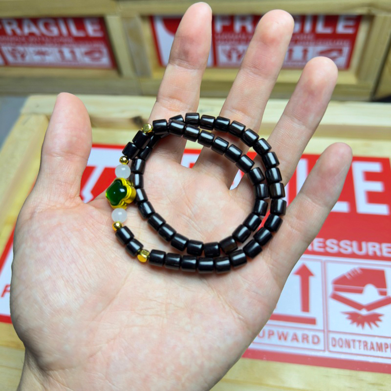 S1399黑檀木直切双圈精美手串无礼盒