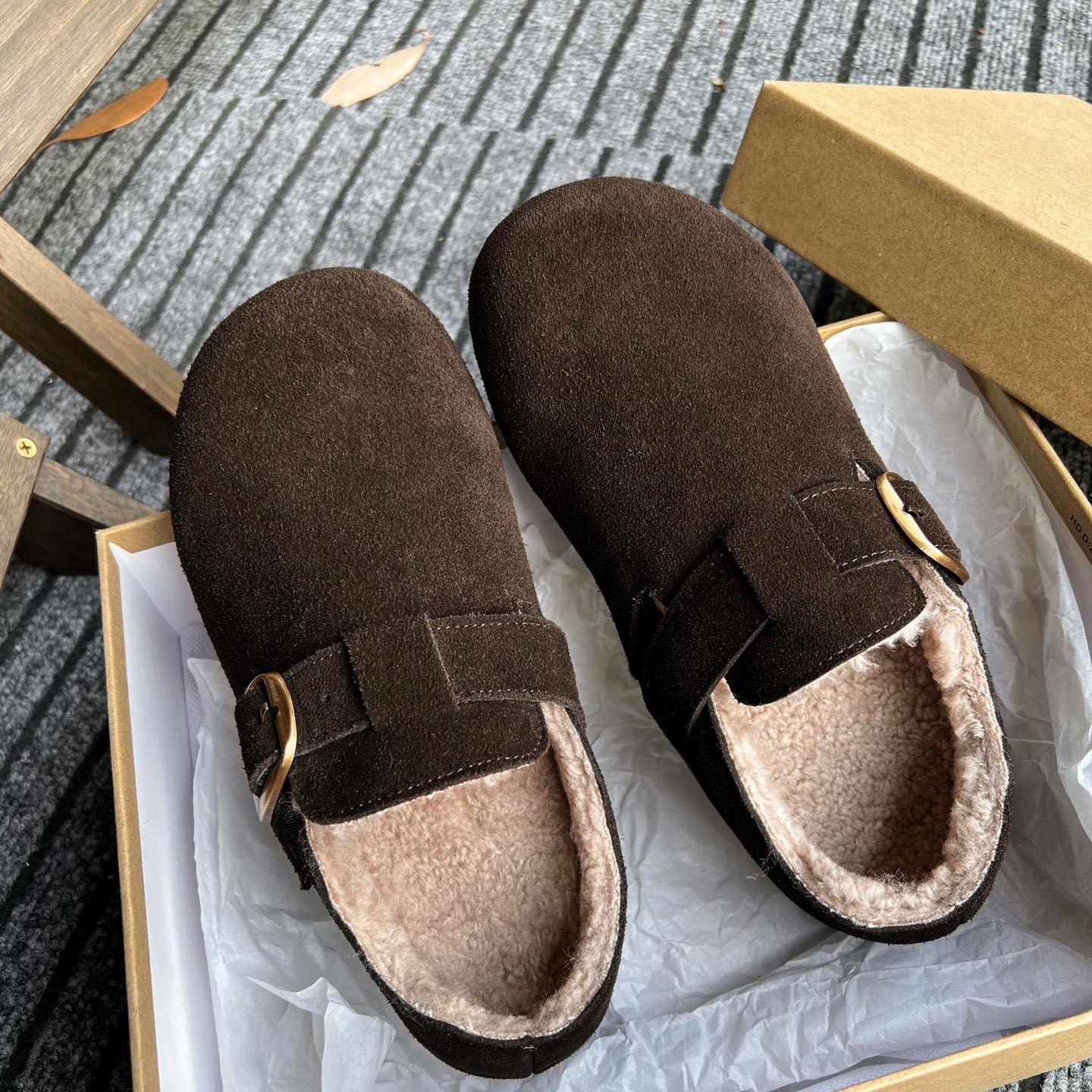 纯色休闲风潮流风女单鞋全包棉鞋冬季秋季