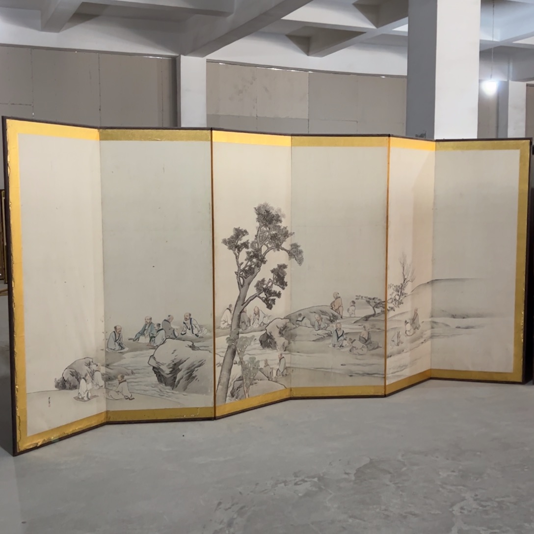 绘画屏风框画茶空间设计