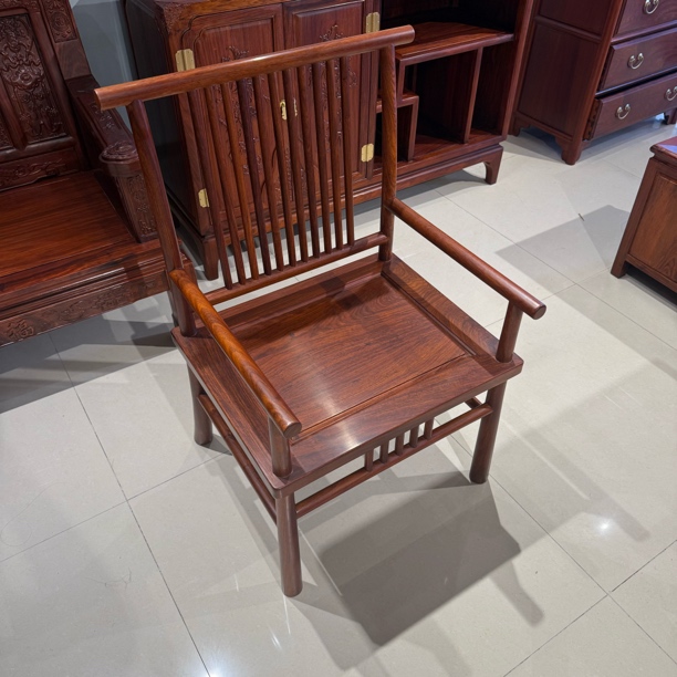 花梨木红木刺猬紫檀全原木餐椅茶椅会客椅单椅竖条扶手靠背椅