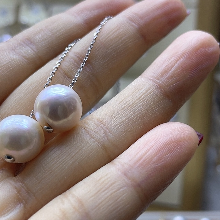 淡水珍珠耳饰银S925镶嵌