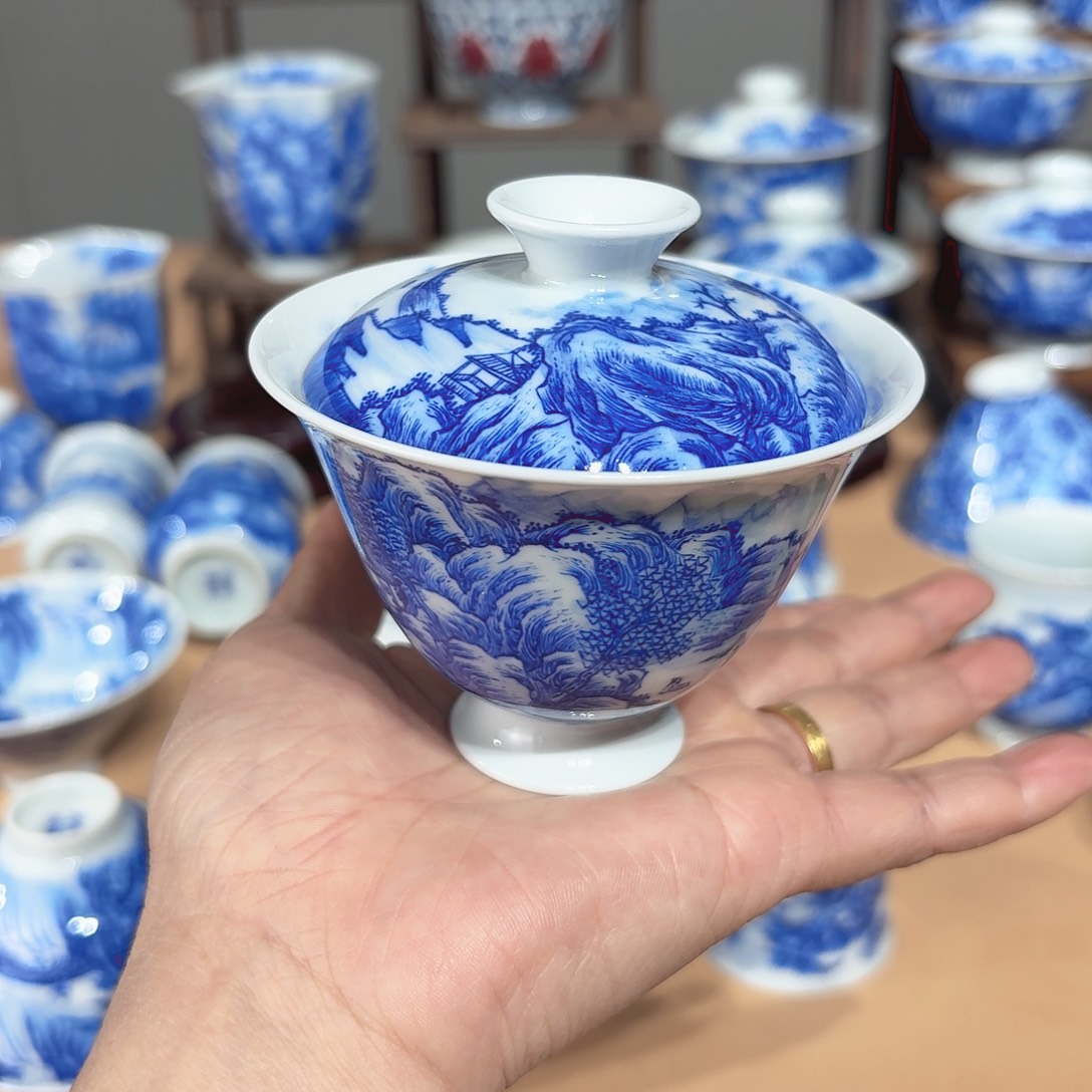 景德镇纯手绘盖碗