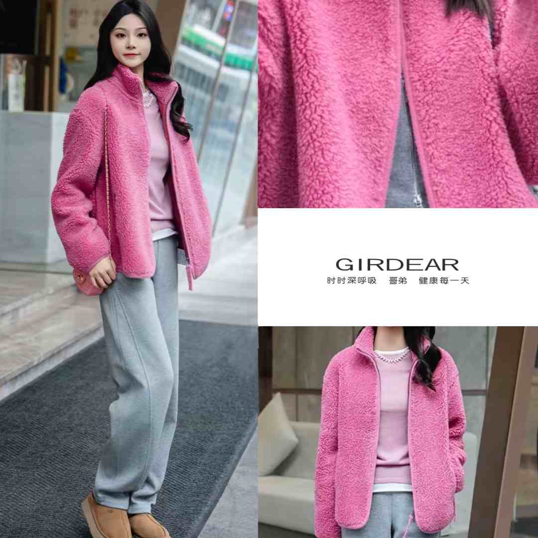 GIRDEAR/哥弟秋冬新款时尚百搭气质轻奢羊羔毛长袖外套140043