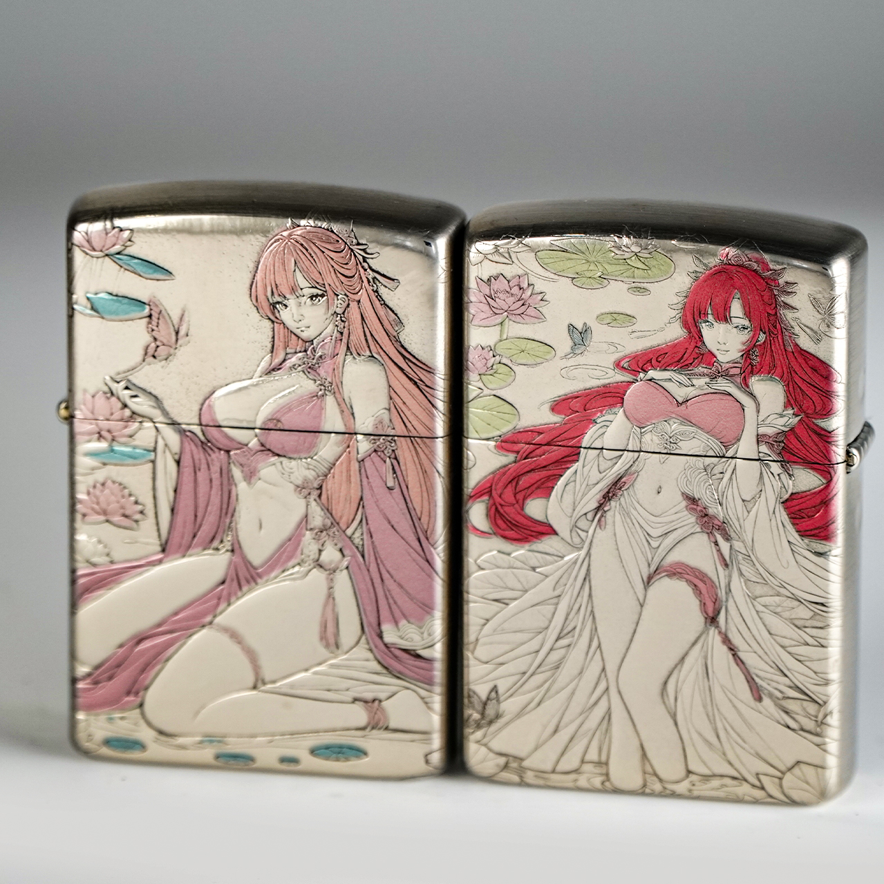 ZORO/佐罗钱福工作室荷花女钛彩浮雕佐罗煤油打火机国风双面个性