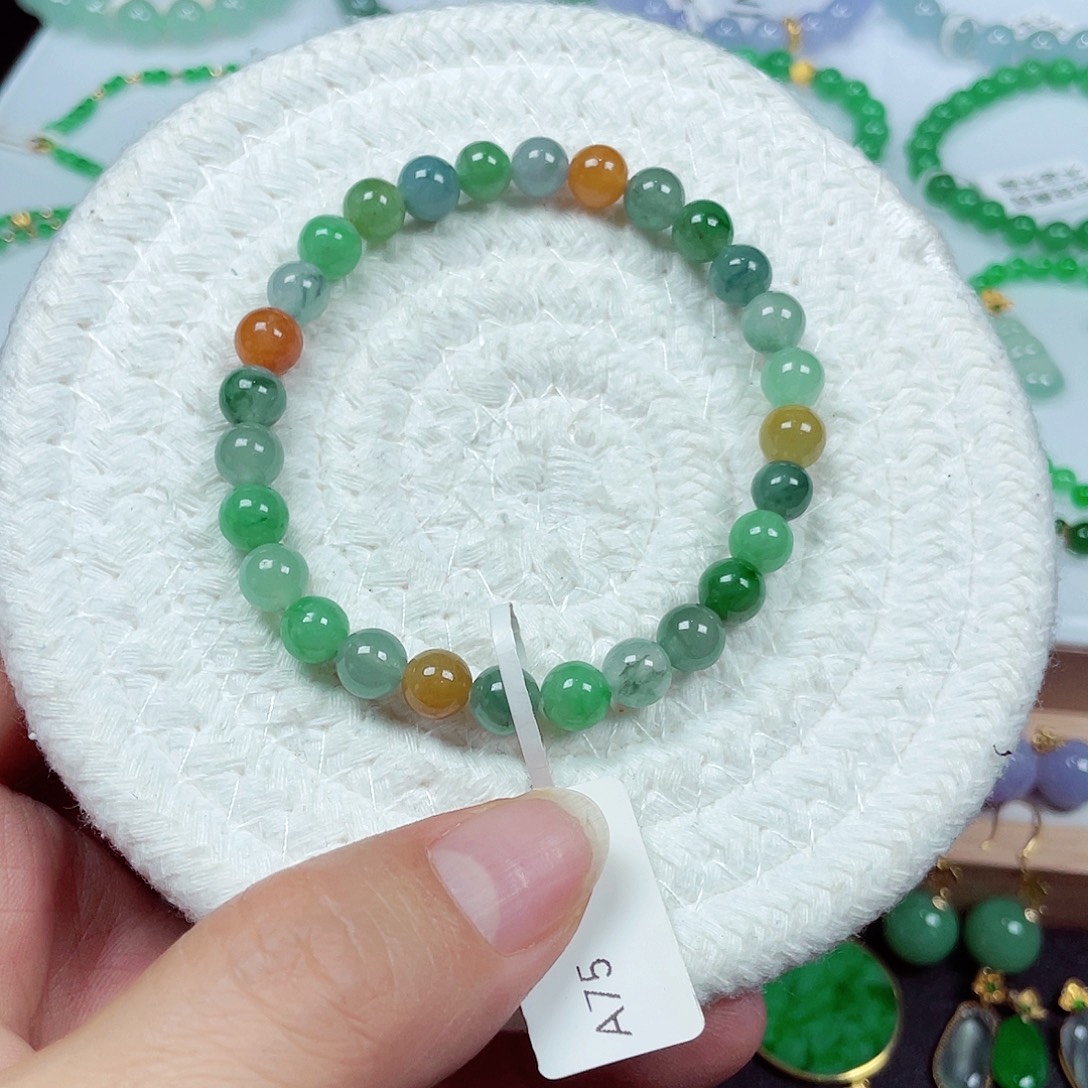 翡翠未镶嵌手链天然缅甸翡翠A货卡6.8