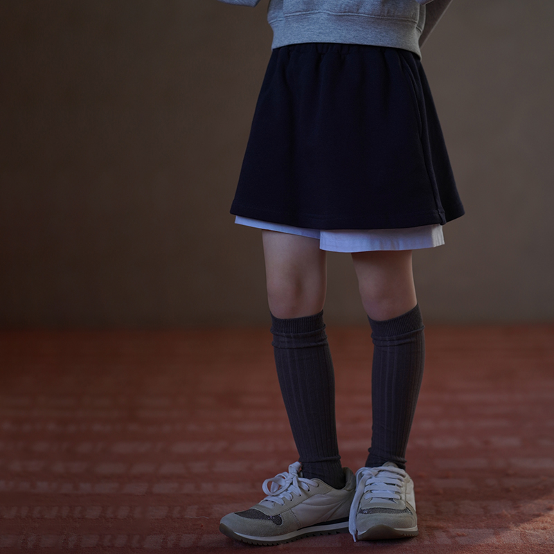 哈齿童装春秋儿童弹力针织裙甜美拼接假两件女童半身裙女孩A字裙