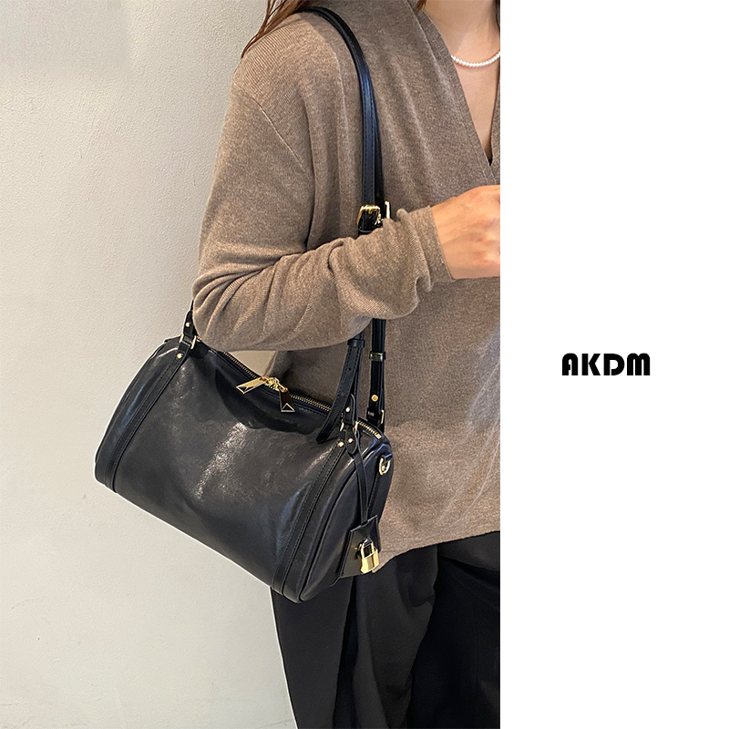 AKDM进口头层水晶牛皮单肩斜挎包真皮女包6635