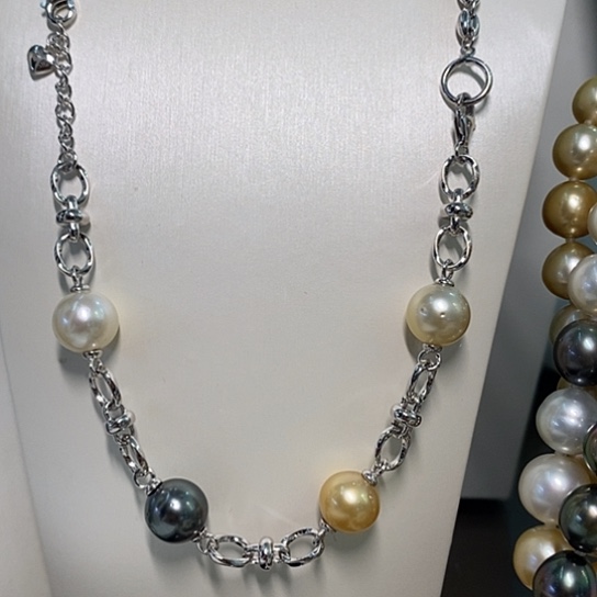 海水珍珠颈饰银S925镶嵌11-12