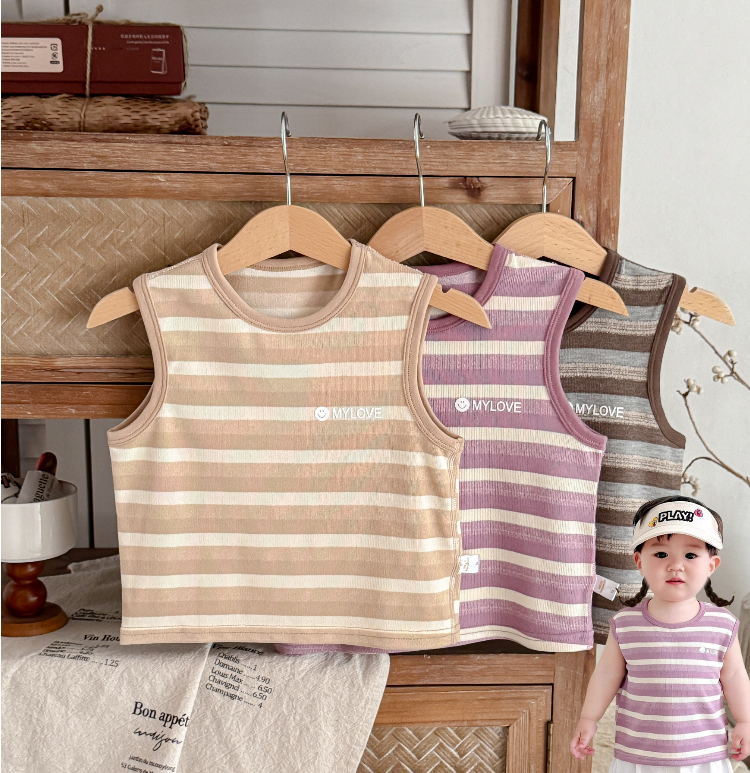 男童夏季薄款t恤女宝外穿洋气背心儿童婴童无袖纯棉上衣小童T恤