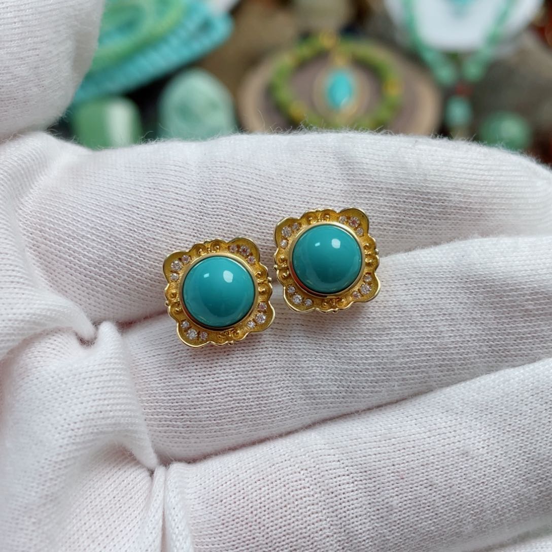 绿松石珠宝奇石18K金镶嵌