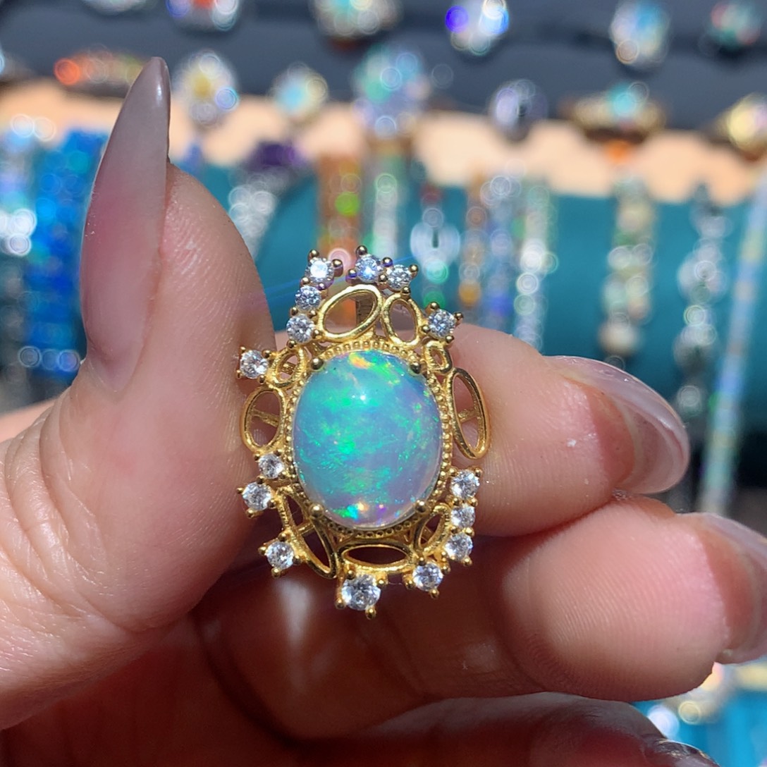 欧泊吊坠(赠链)银S925镶嵌