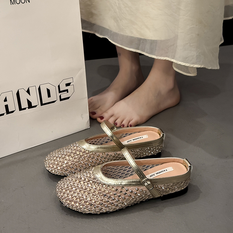 [直播推荐]小众水钻包头版拖鞋女渔夫一脚蹬凉鞋2025年外穿时尚鞋