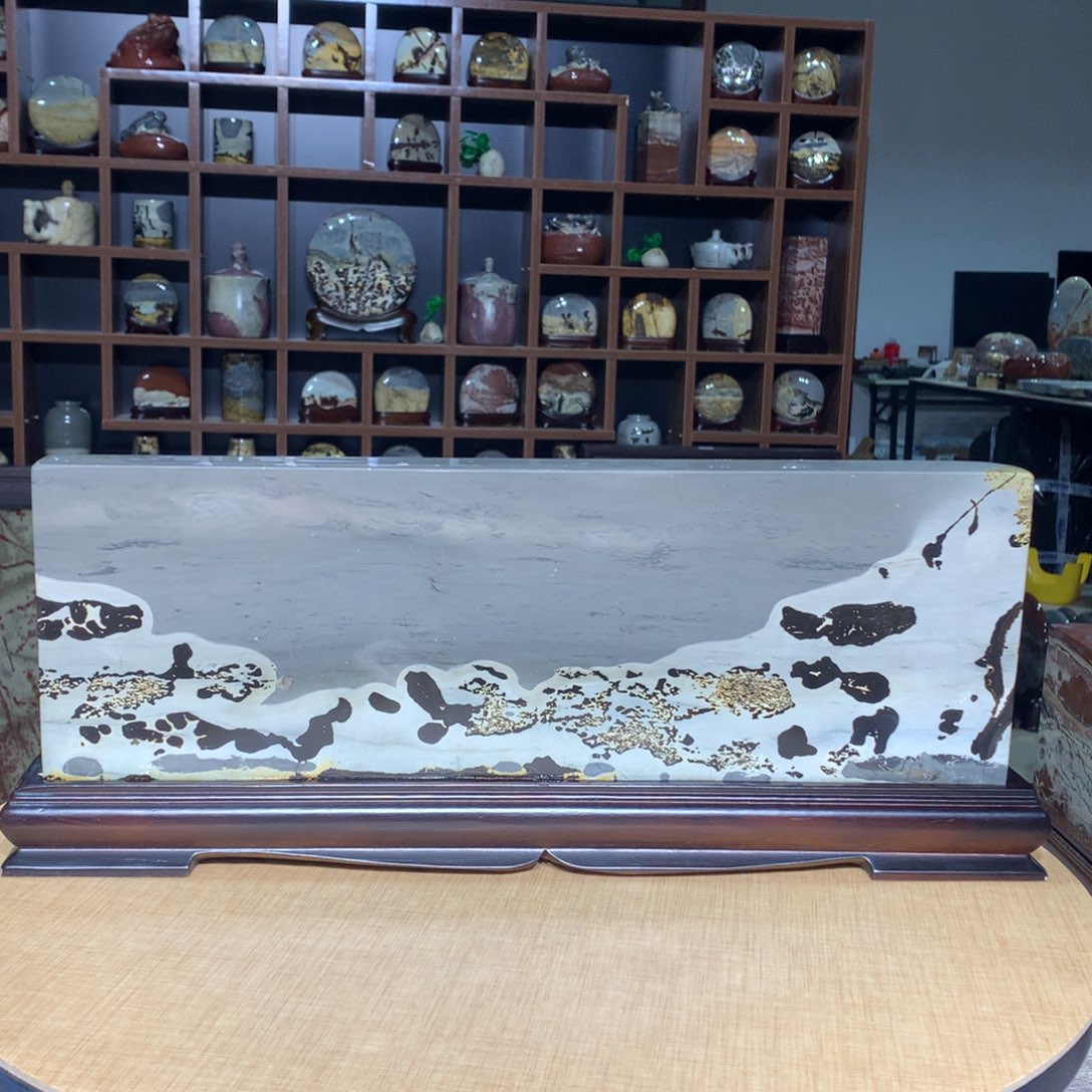 紫砂，广西国画石摆件，收藏观赏，广西国画石摆件，收藏观赏