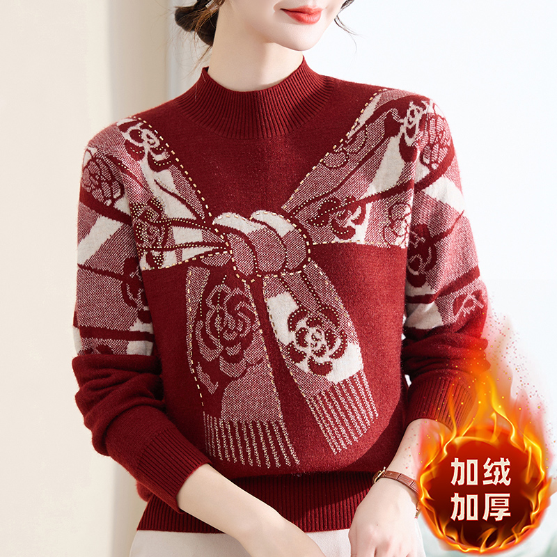 中老年冬季新品上衣加绒套装25293