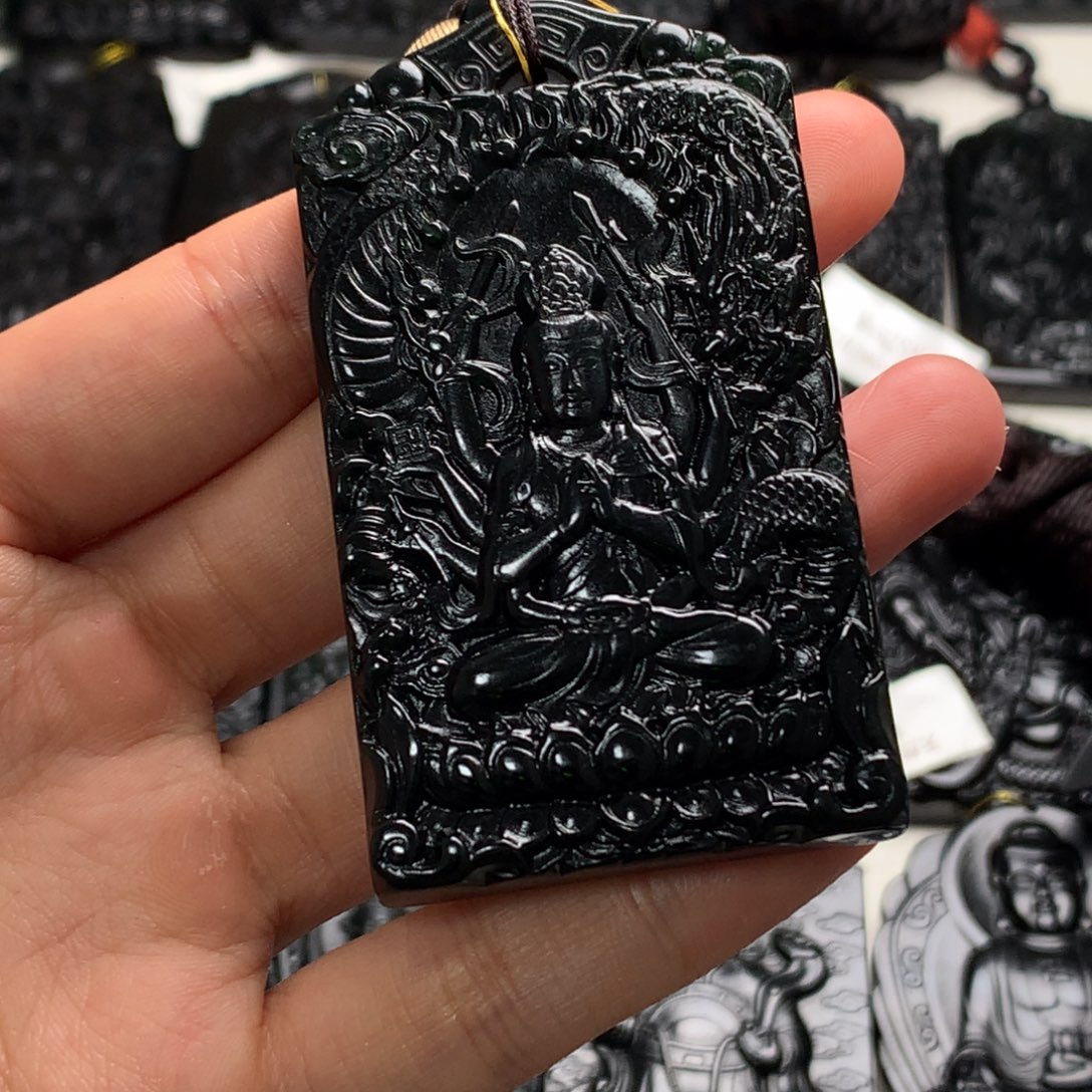 天然缅甸a货钢琴黑挂件