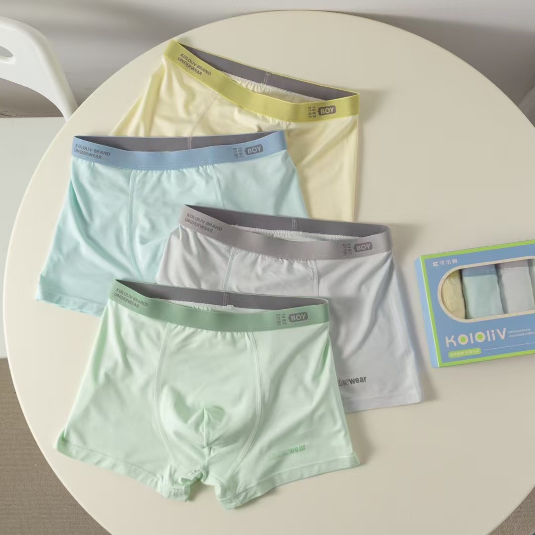 【四条装】可乐梨青少年大童裤裤纯棉舒适透气纯色中腰中学生高中生