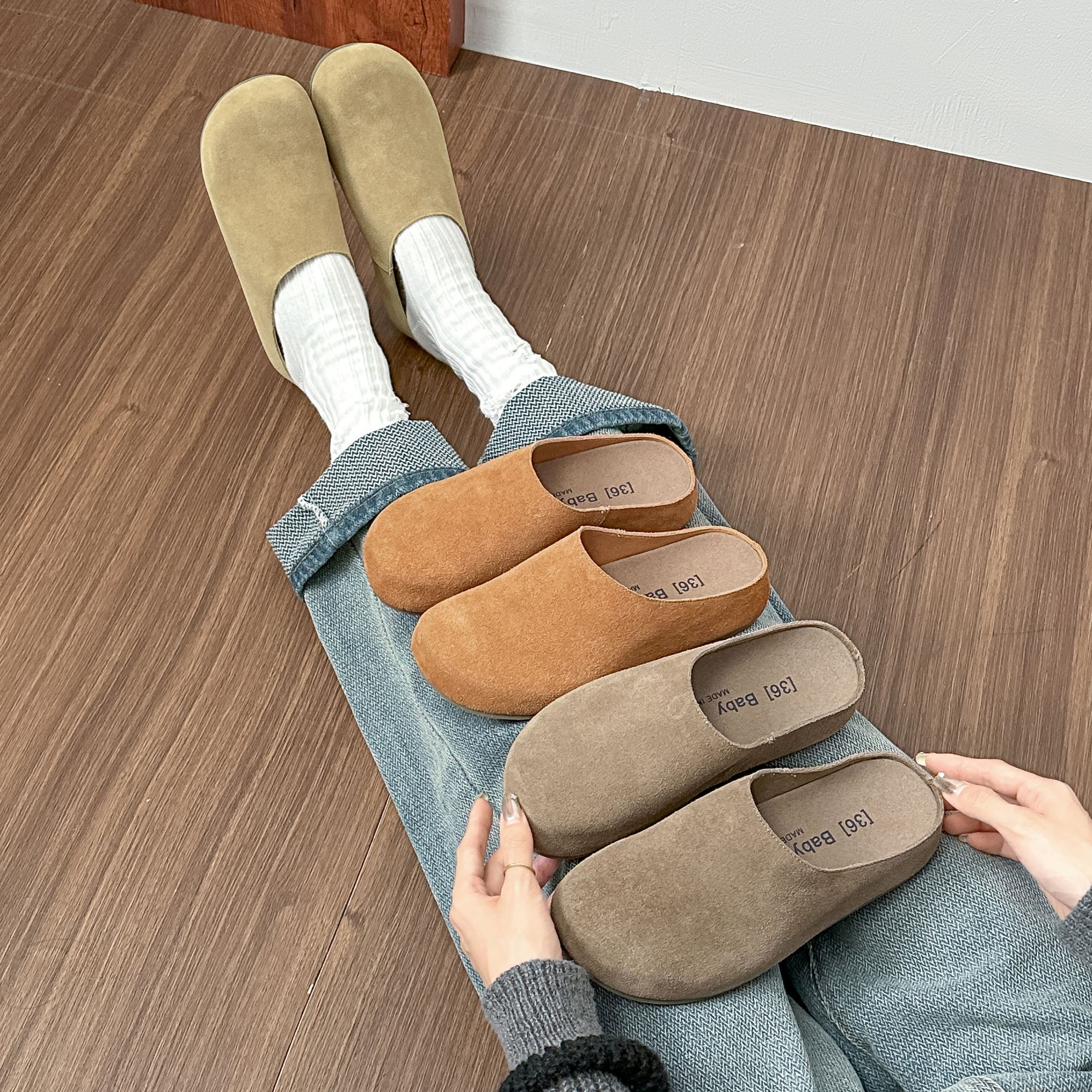 厚底复古外穿拖鞋女款2025爆款博肯春秋软底新款勃肯拖鞋