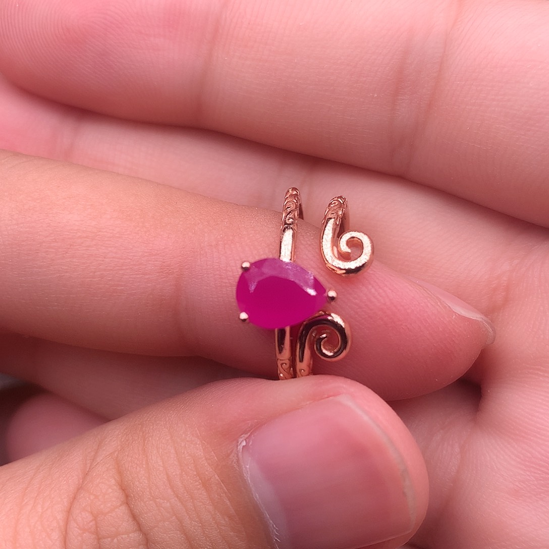 红宝石戒指银S925镶嵌