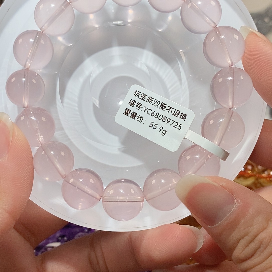 水晶手链未镶嵌粉晶手链