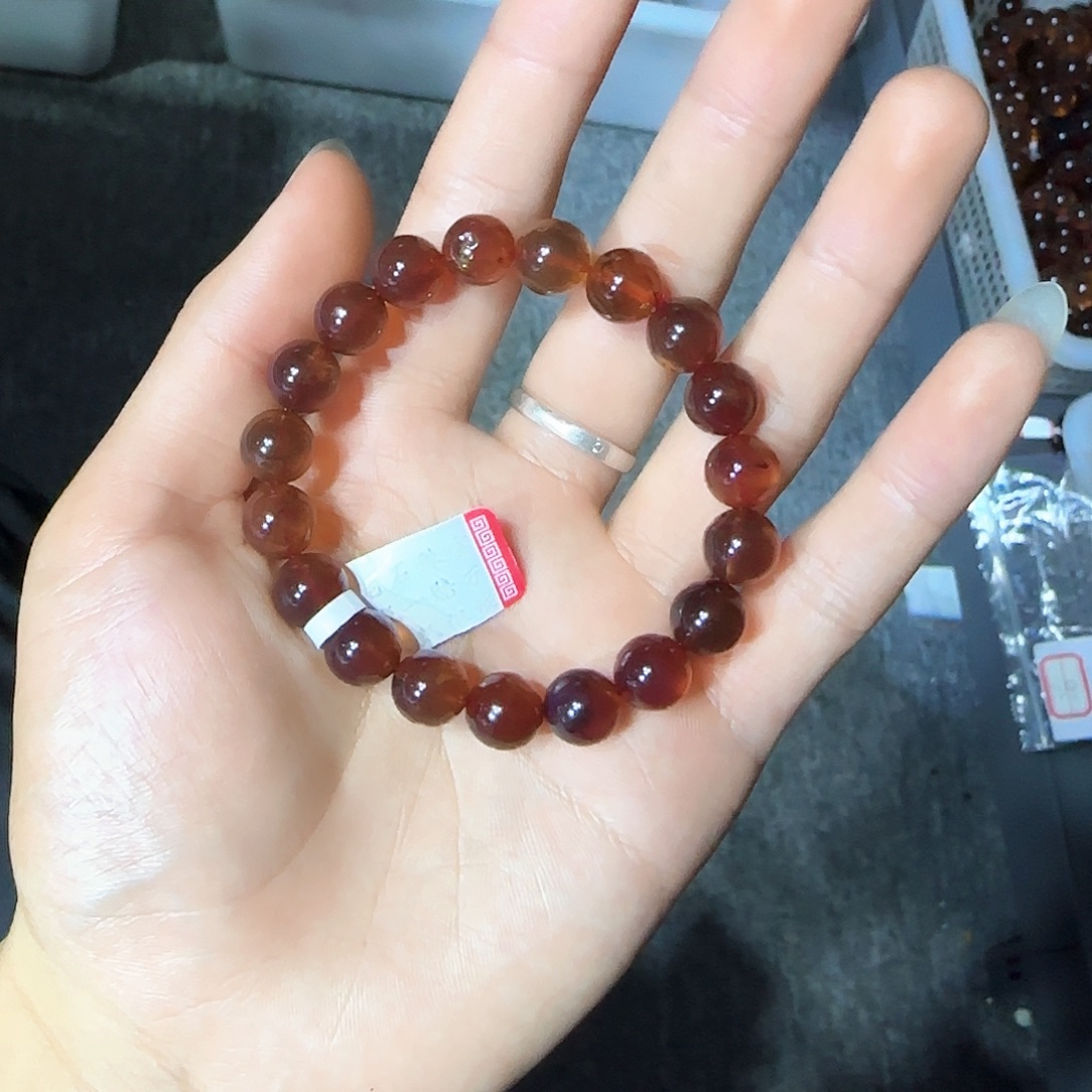 手串琥珀未镶嵌/70微瑕缅甸琥珀紫罗兰手串9mm