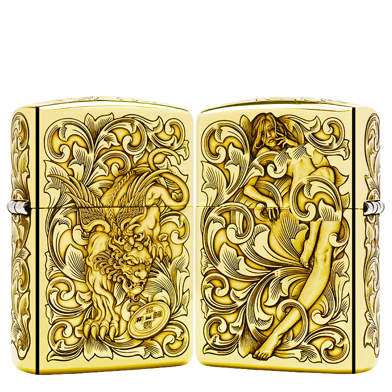 ZIPPO/之宝打火机【3D唐草貔貅仙子】黄铜盔甲机原装正品煤油机DYJ1