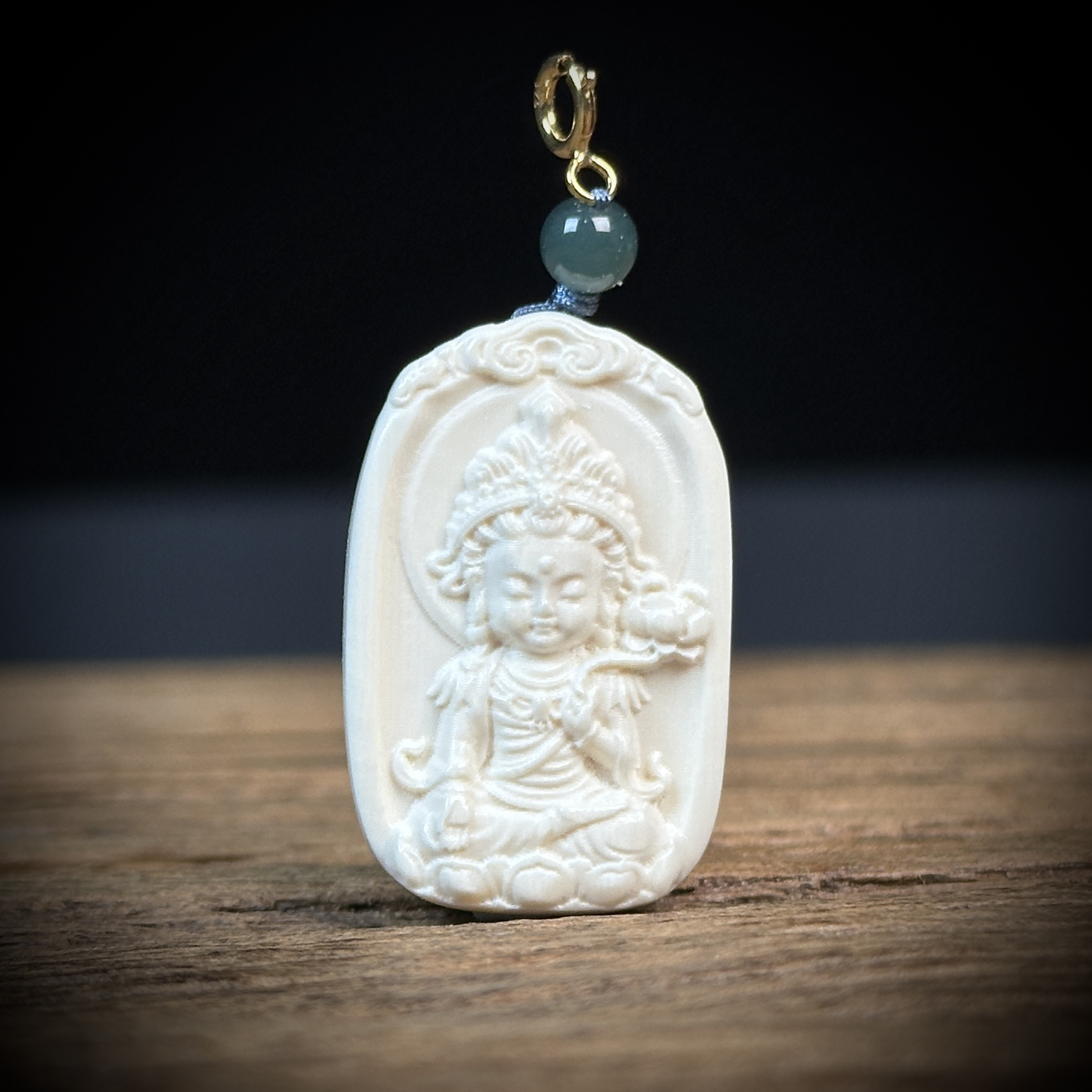 A215天然猛犸牙雕刻大势至 约19*29*8mm支持鉴定 假一罚四