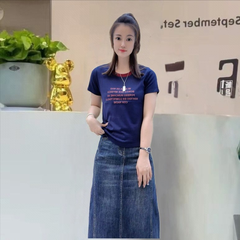 [婷婷家]简约短袖体恤，显瘦时尚百搭休闲韩版气质