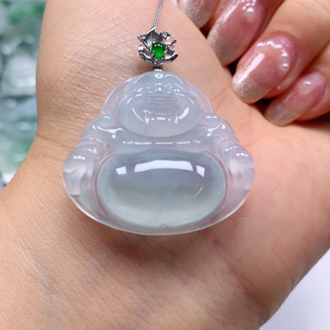 翡翠颈饰18K金镶嵌天然翡翠