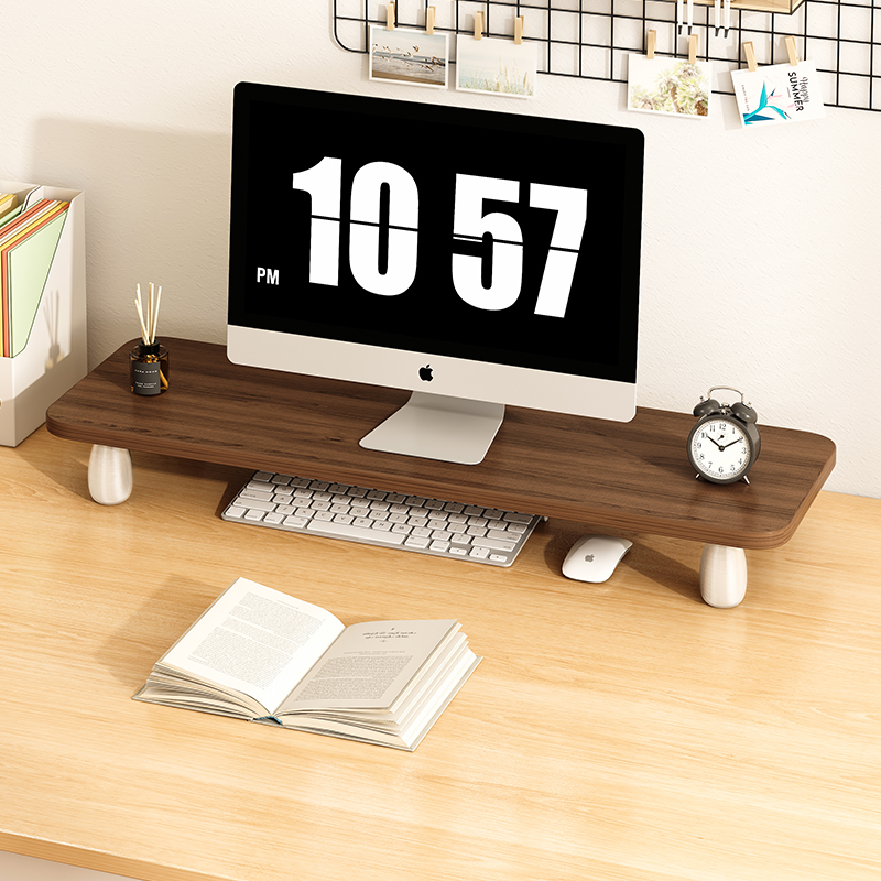 实木显示器增高架台式电脑托架宿舍笔记本支撑架桌面改造必备神器