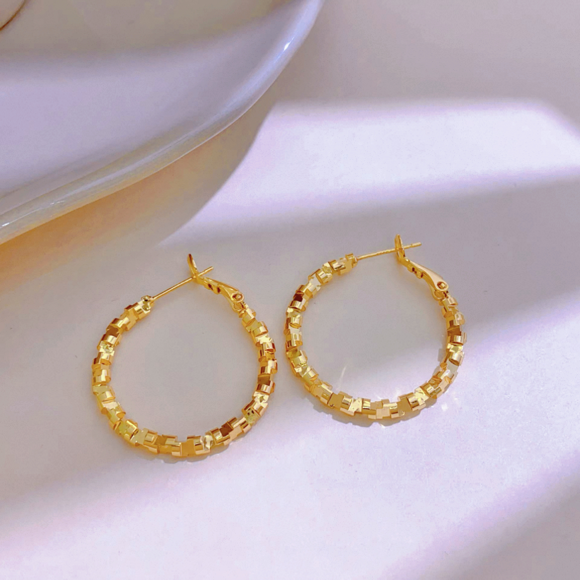 铜合金耳饰 1989铜合金高定2.5爆闪碎冰车花耳圈