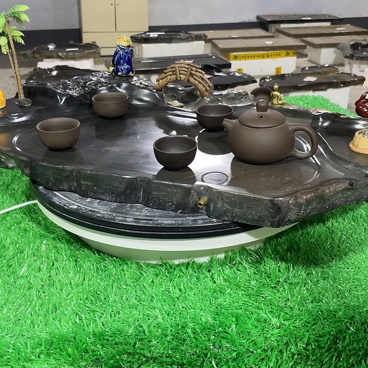 快***乐天然灵璧奇石茶盘