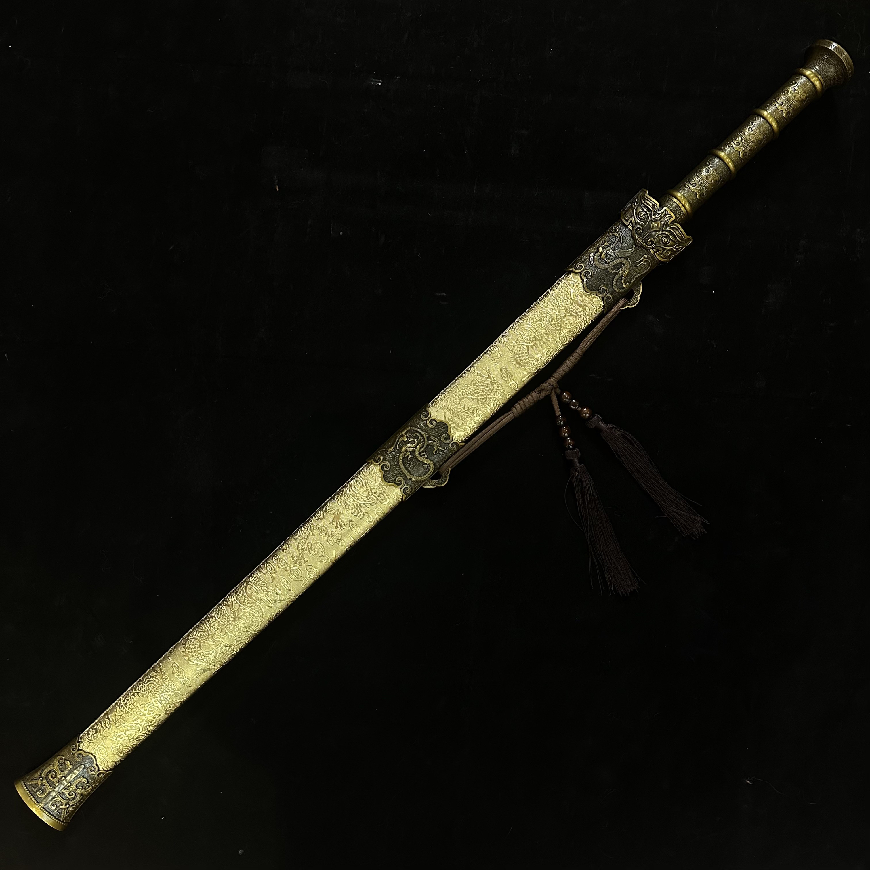 越王剑龙泉 高锰钢宝剑战剑 摆件收藏冷兵器 未开刃 无剑架