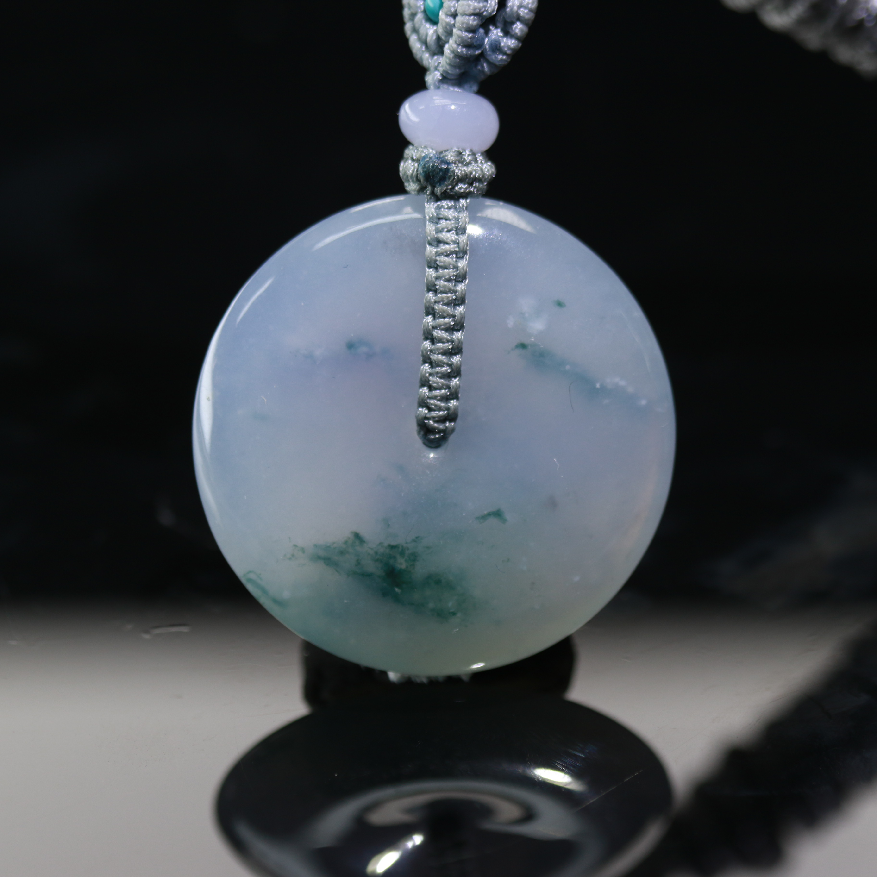 45天然缅甸翡翠A货飘蓝花平安扣/600168/上海嘉禾拍卖