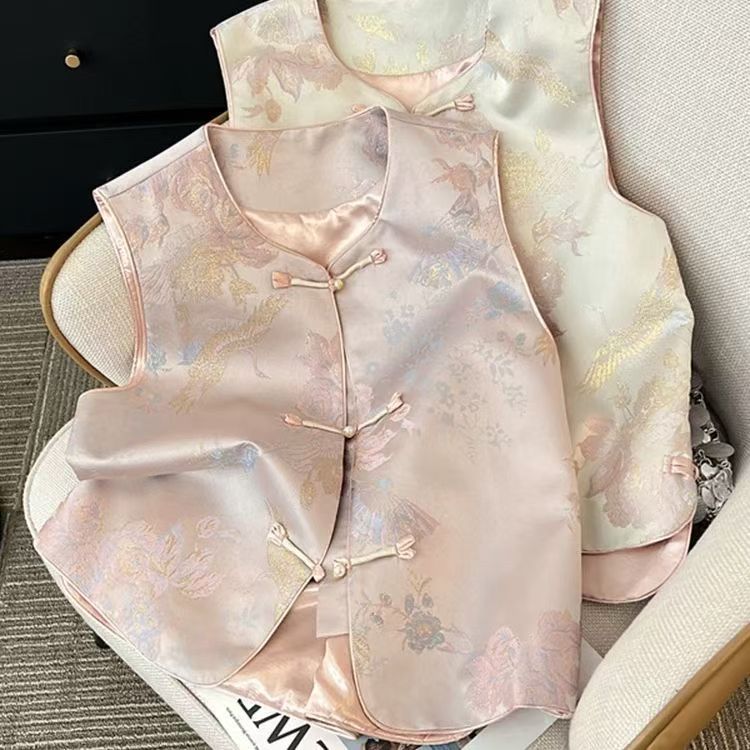 新中式马甲坎肩小背心女装夏季复古国风盘扣春秋外搭马夹上衣1