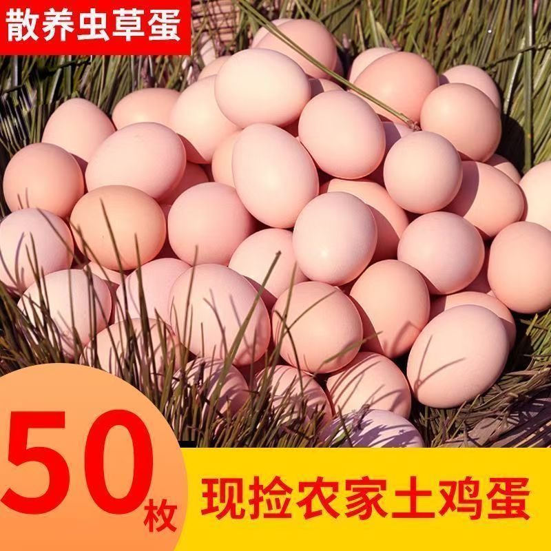 50枚新鲜土鸡蛋散养五谷喂养土鸡蛋现捡现