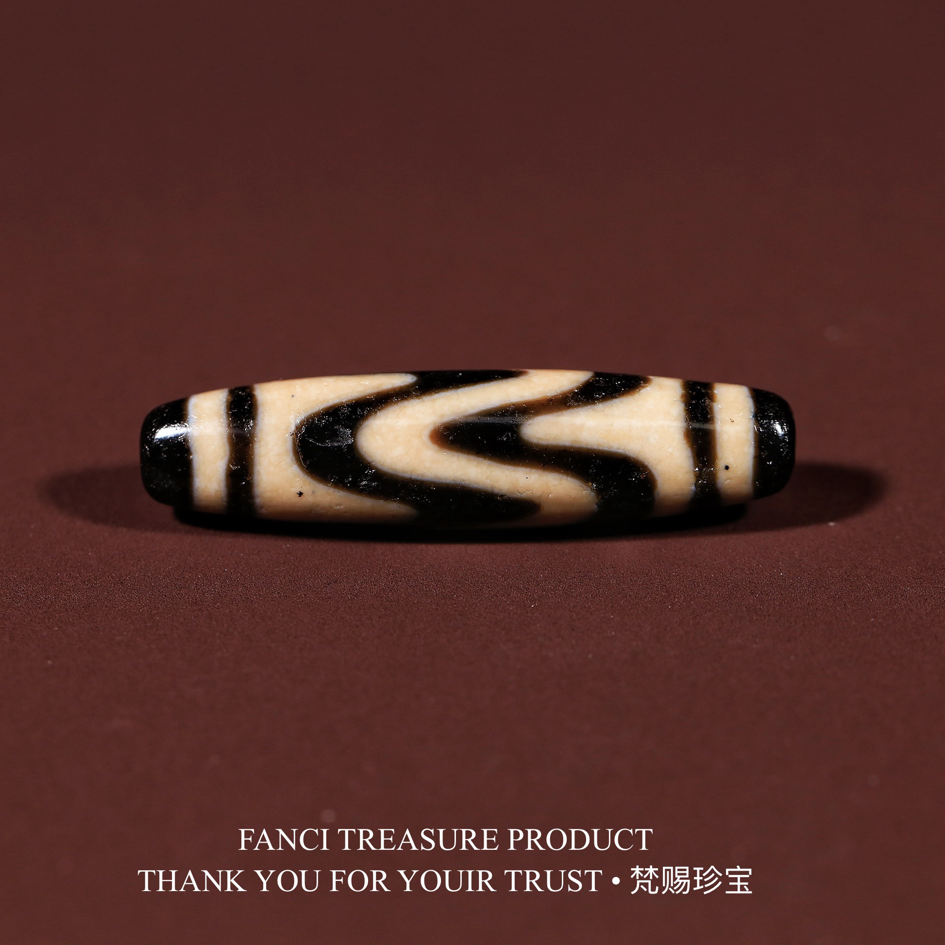 梵赐珍宝·【上肯满砂老超顶】一代老台湾双水纹53.2x13mm天珠